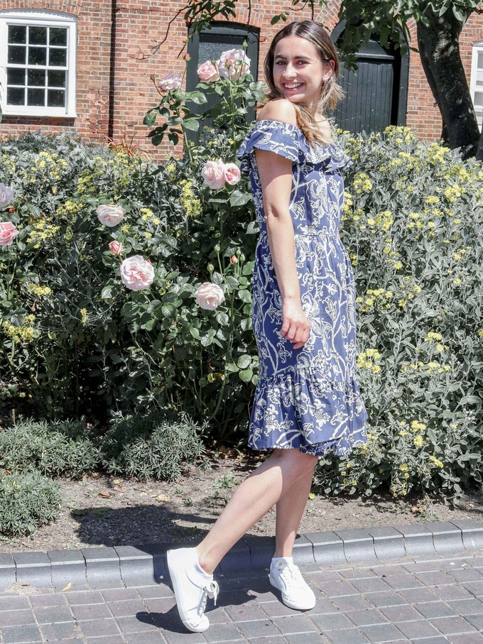 Organic Cotton Indigo Floral Transformation Dress from Jenerous