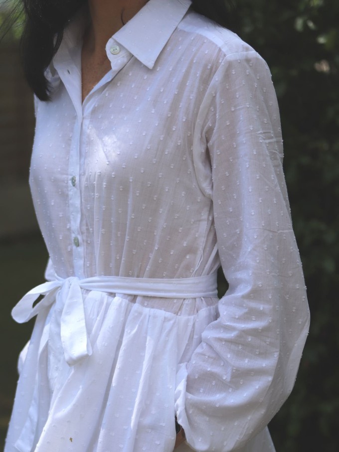 White Cotton Short Brave Shirt Dress from Jenerous