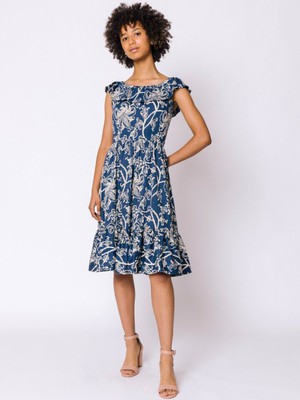 Organic Cotton Indigo Floral Transformation Dress from Jenerous