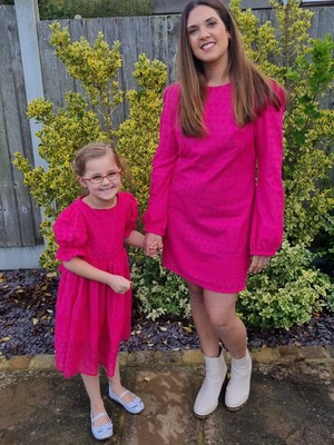 Pink Embroidered Cotton Girls Dress from Jenerous