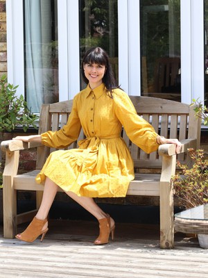 Brave Long Sleeved Mustard Cotton Shirt Dress from Jenerous