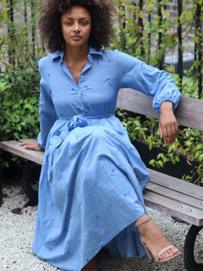 Blue Brave Cotton Midaxi Shirt Dress from Jenerous