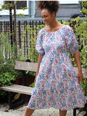 Pink Floral Raglan Sleeve Midi Transformation Dress from Jenerous