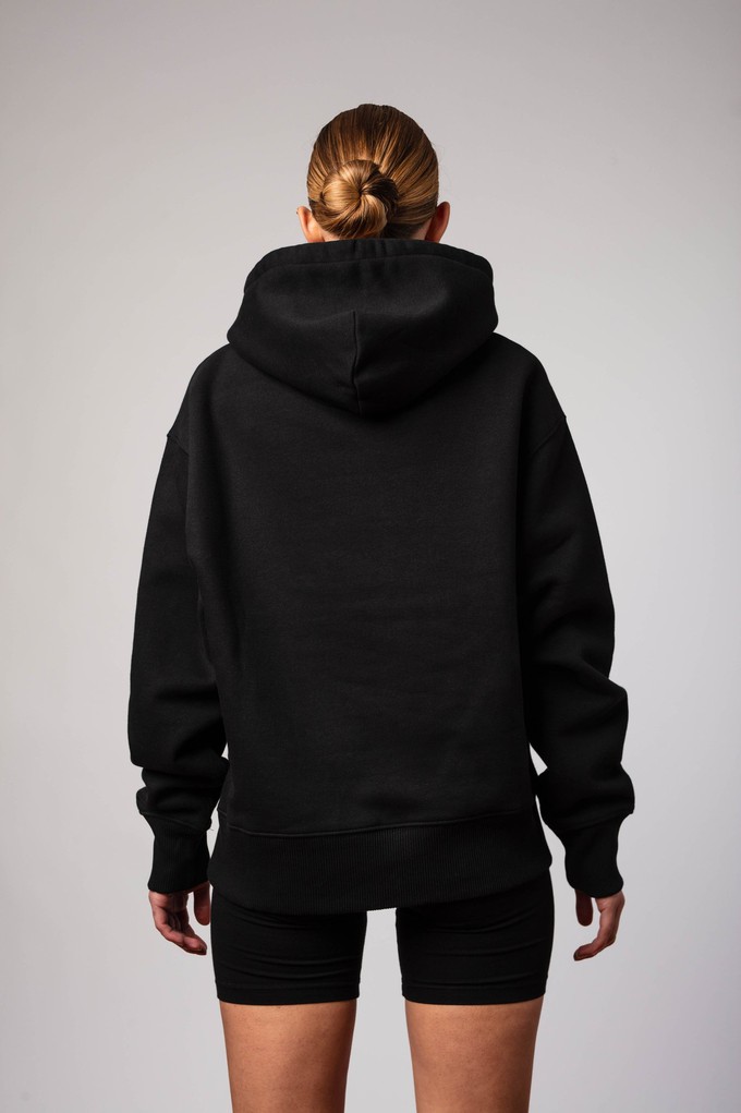 BLACK STRIPED LOGO HOODIE from JOHANNA PETERSEN