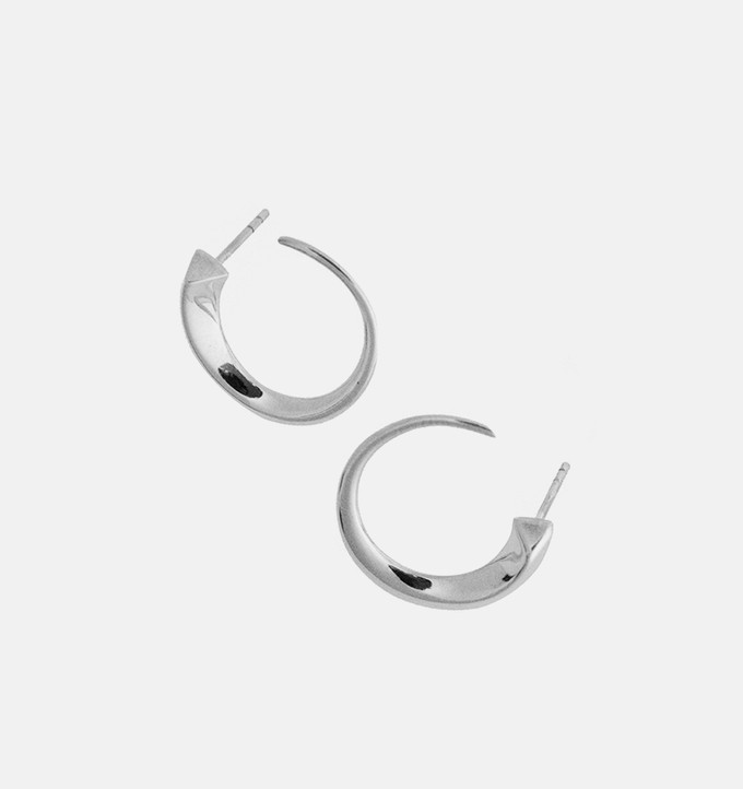 Nias sculptural hoop earrings | Sterling Silver - White Rhodium from Joulala