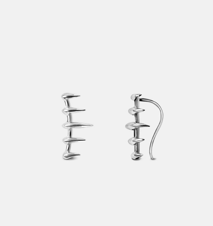 Sumba single ear climber earring | Sterling Silver - White Rhodium from Joulala