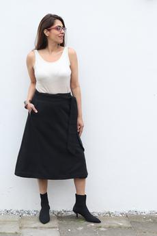 NEW! Cotton Hemp Wrap Skirt Black via JULAHAS