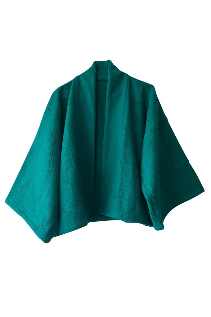 NEW! Crop Kimono Wool Coat Sea Green from JULAHAS