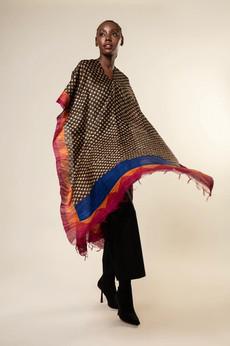 NEW! 3-in-1 Peace Silk Poncho Gold Polka via JULAHAS