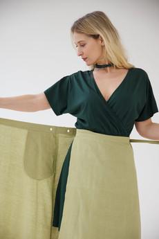 NEW! Cotton Hemp Wrap Skirt Olive via JULAHAS