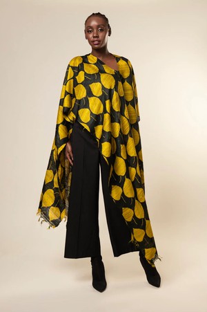NEW! 3-in-1 Peace Silk Poncho Yellow Leaf from JULAHAS