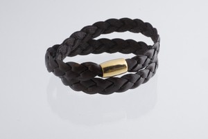 Braided leather bracelet gold – Espresso SALE from Julia Otilia