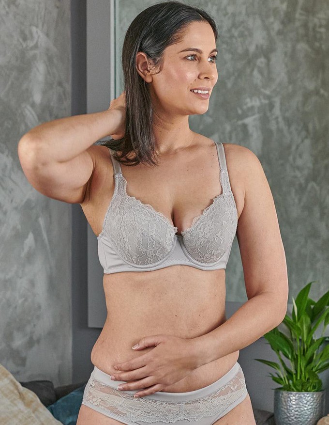 Project Cece  Mercury - Lace Silk & Organic Cotton Plunge Bra