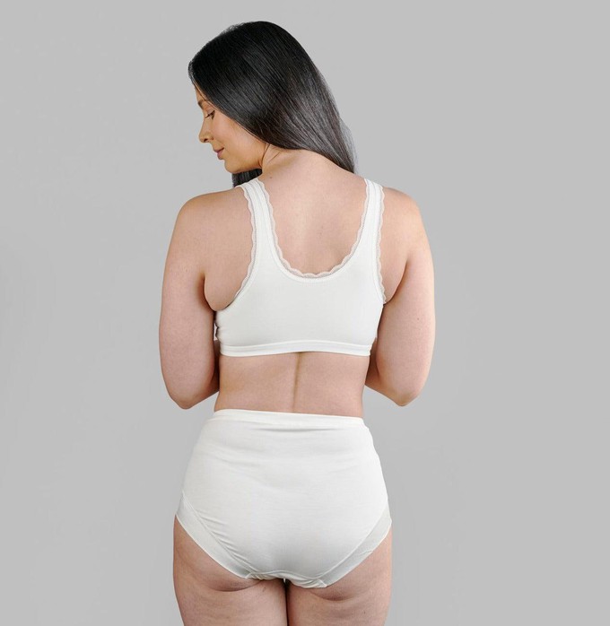 Georgia - Silk Back Support Full Coverage Wireless Organic Cotton Bra -  White by Juliemay Lingerie