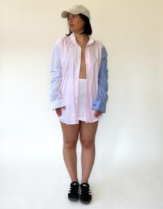 Triple blouse pink - white - blue checkered via JUNGL