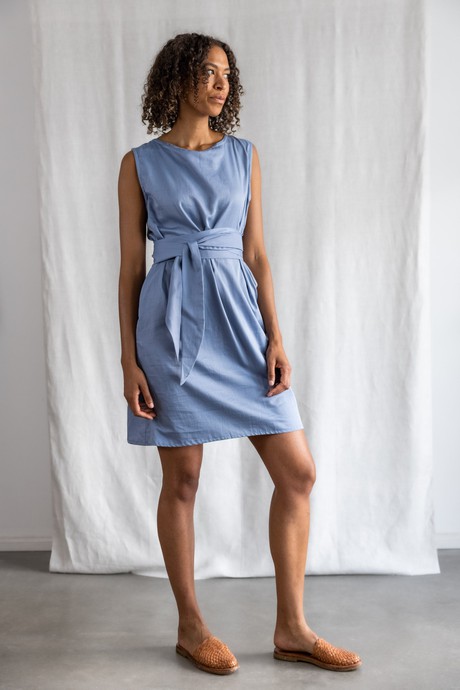 Organic Cotton Dress Aarav Satin Blue from Jyoti - Fair Works