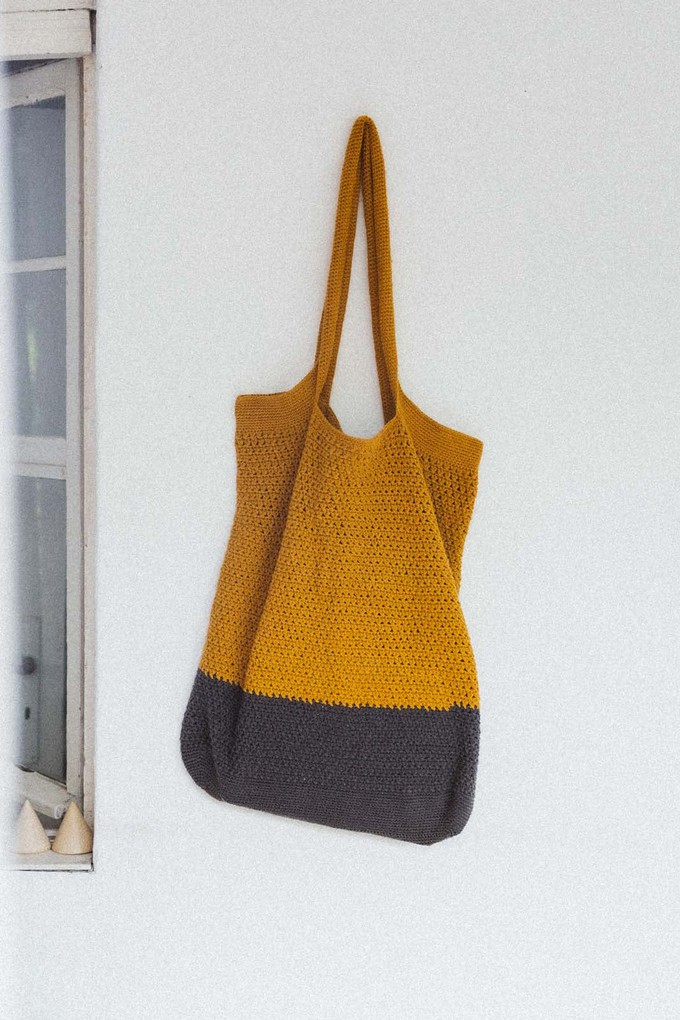 Organic cotton shopper Meesu curry/grey from Jyoti - Fair Works