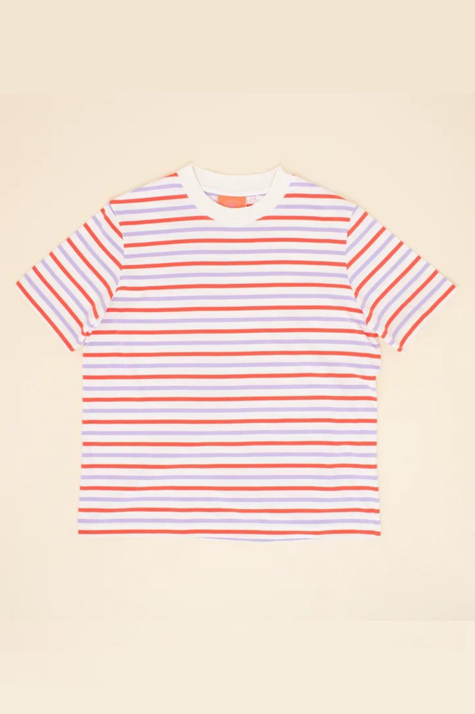 Popeia Organic Cotton T-Shirt Stripes Red/ Purple/ White from Jyoti - Fair Works