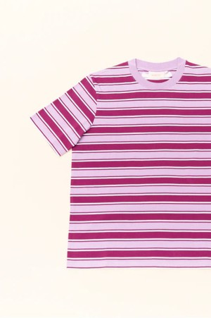 Popeia Organic Cotton Striped T-Shirt Aubergine/ Pink from Jyoti - Fair Works