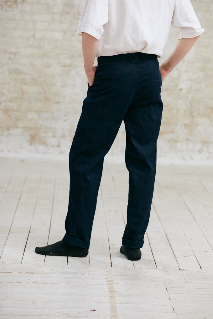 Organic cotton corduroy trousers Sameer night blue from Jyoti - Fair Works
