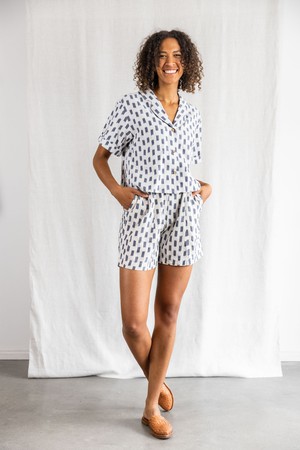 Organic Cotton Shorts Sitara Ikat White from Jyoti - Fair Works
