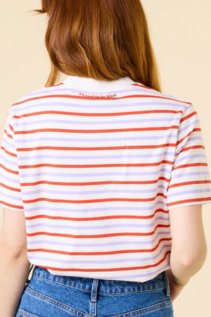 Popeia Organic Cotton T-Shirt Stripes Red/ Purple/ White from Jyoti - Fair Works