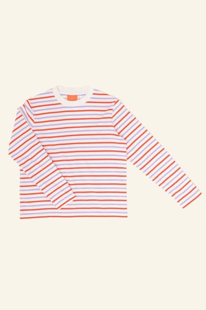 Popeia organic cotton long-sleeved striped shirt in red/purple/white from Jyoti - Fair Works