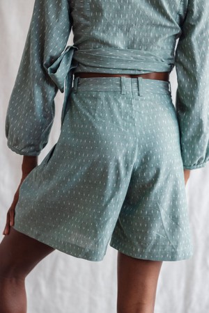 Organic Cotton Shorts Kamala Ikat Sage from Jyoti - Fair Works