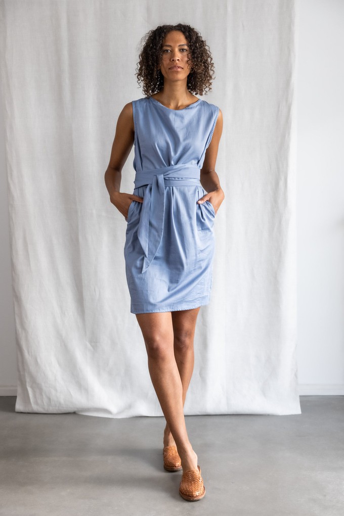 Organic Cotton Dress Aarav Satin Blue from Jyoti - Fair Works