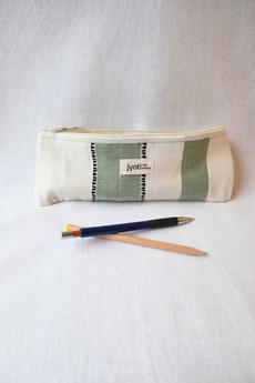 Cotton pencil case Qalamadaan weave pattern green via Jyoti - Fair Works