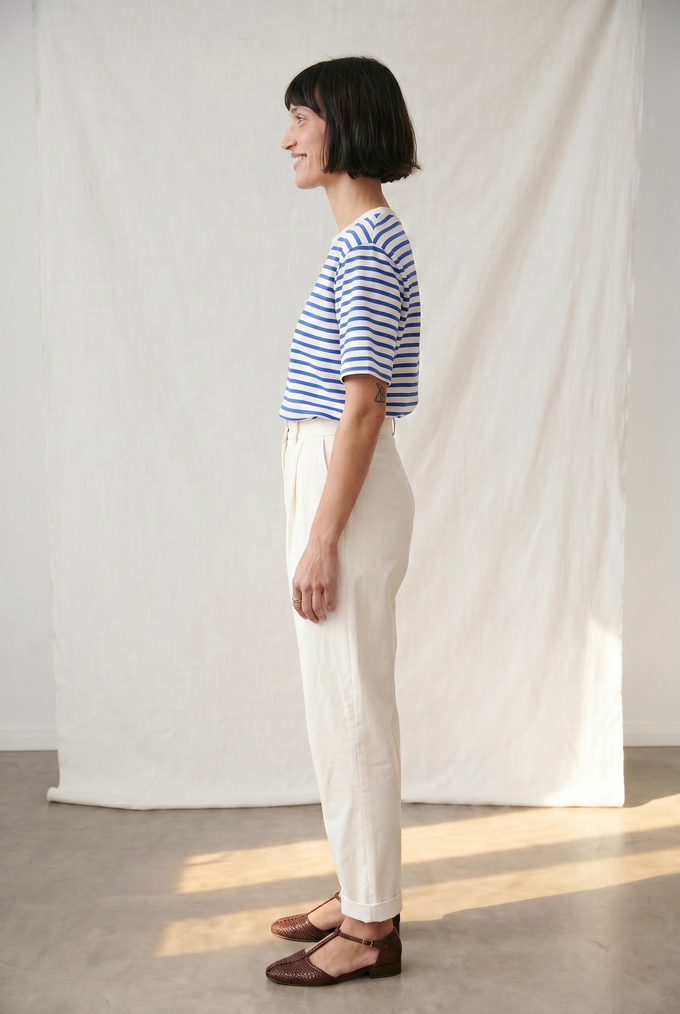 Organic Cotton Pleated Trousers Vishraam White from Jyoti - Fair Works