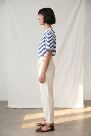 Organic Cotton Pleated Trousers Vishraam White from Jyoti - Fair Works