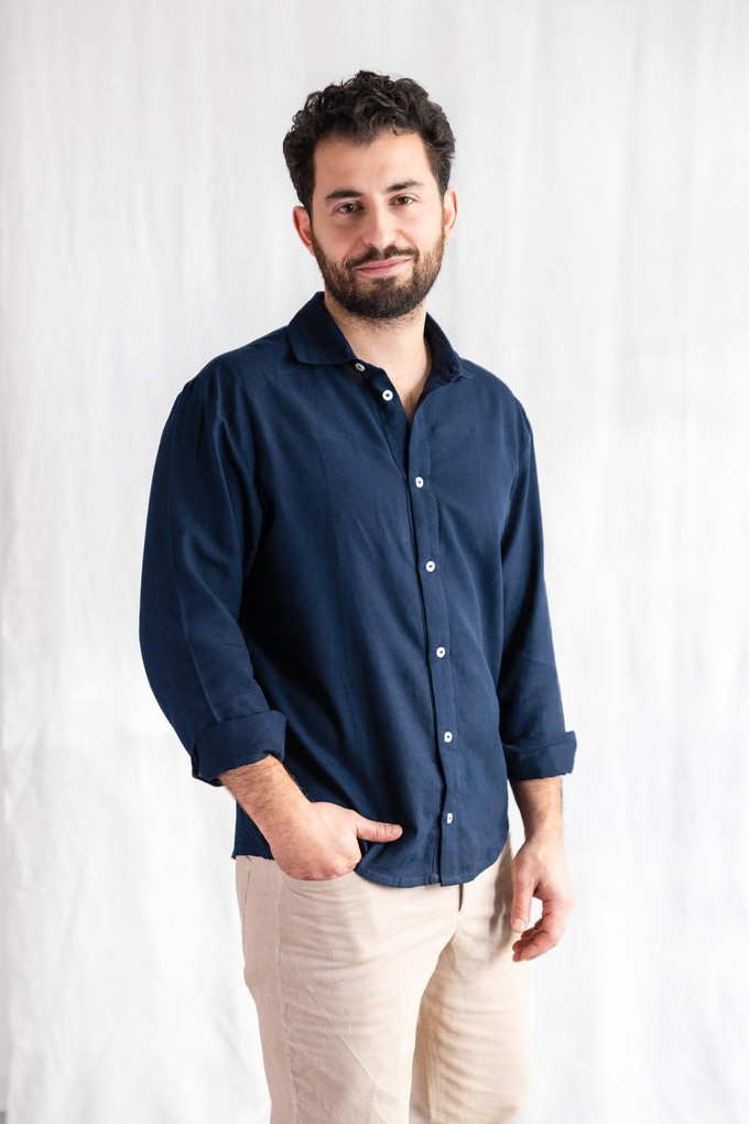 Organic Cotton Flannel Shirt Nakshita Gray-Blue from Jyoti - Fair Works