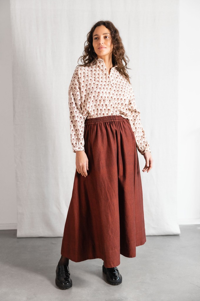 Organic cotton maxi skirt Jharna Rum-Raisin from Jyoti - Fair Works