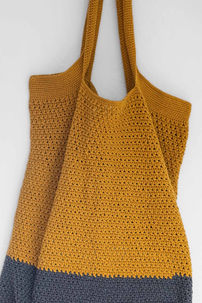 Organic cotton shopper Meesu curry/grey from Jyoti - Fair Works