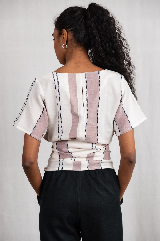 Cotton wrap shirt amaranth weave pattern old pink from Jyoti - Fair Works
