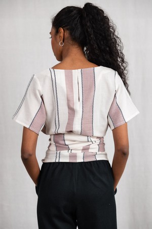 Cotton wrap shirt amaranth weave pattern old pink from Jyoti - Fair Works