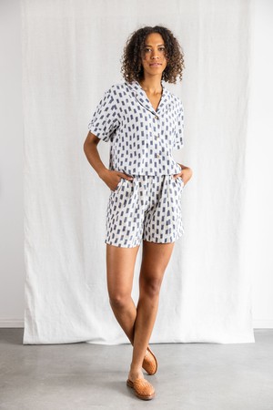 Organic Cotton Shorts Sitara Ikat White from Jyoti - Fair Works