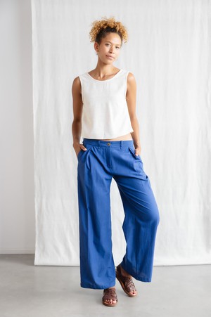 Organic cotton trousers Meghana cobalt blue from Jyoti - Fair Works