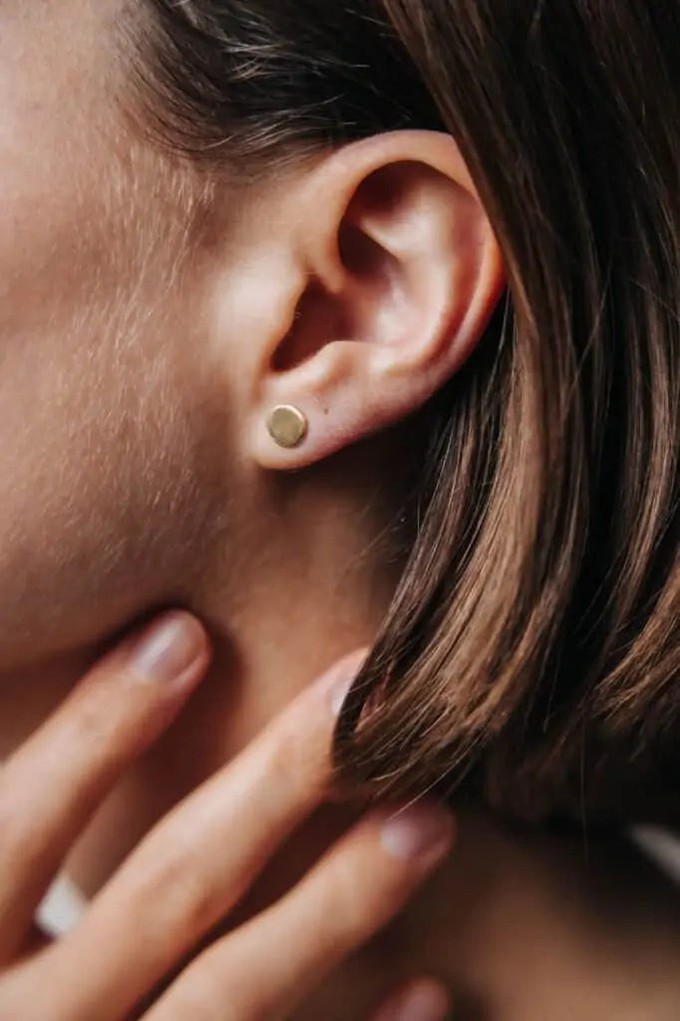 Tekk brass stud earrings from Jyoti - Fair Works