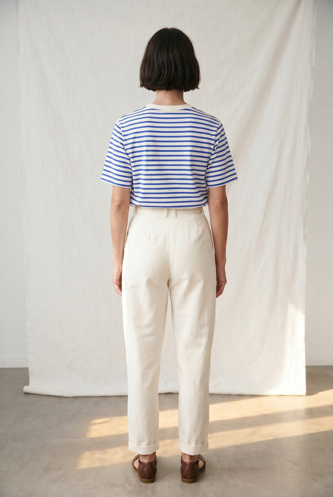 Organic Cotton Pleated Trousers Vishraam White from Jyoti - Fair Works