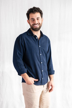 Organic Cotton Flannel Shirt Nakshita Gray-Blue from Jyoti - Fair Works