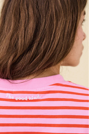 Popeia organic cotton long-sleeved striped shirt in pink/red from Jyoti - Fair Works