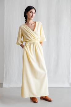 Organic cotton dress Vasi lemon yellow via Jyoti - Fair Works