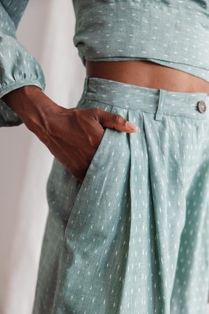 Organic Cotton Shorts Kamala Ikat Sage from Jyoti - Fair Works