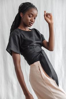 Hemp/Tencel wrap shirt Amaranth Black via Jyoti - Fair Works