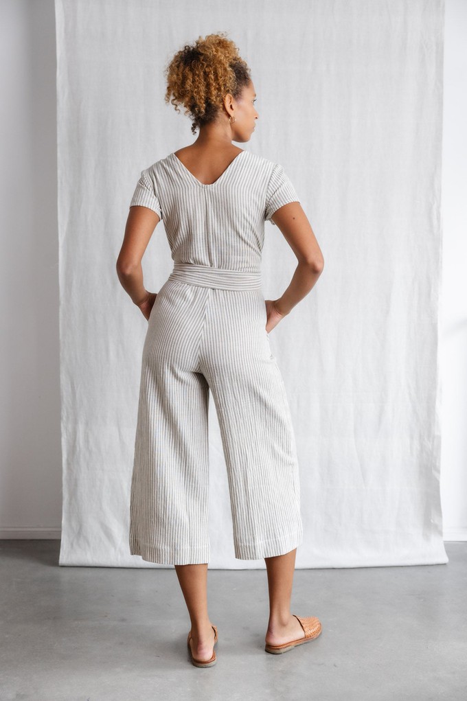 Cotton jumpsuit Amrita grey and white from Jyoti - Fair Works