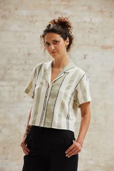 Cotton Blouse Avani Weave Pattern Green via Jyoti - Fair Works
