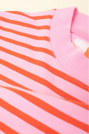 Popeia Organic Cotton T-Shirt Stripes Pink/Red from Jyoti - Fair Works