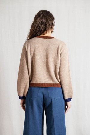 Baby alpaca knitted cardigan Sullana Colorblock Sand from Jyoti - Fair Works